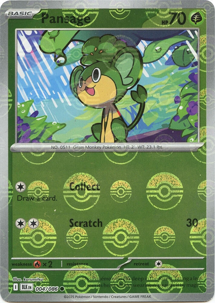 Pansage (Poke Ball Pattern) [SV: Black Bolt] 004/086