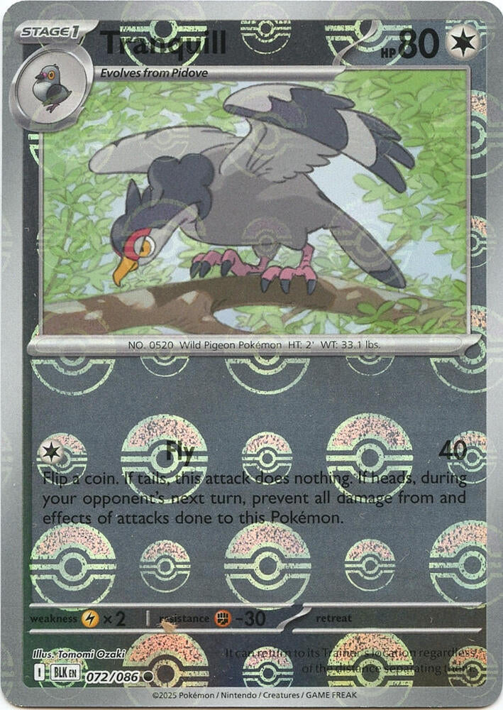 Tranquill (Poke Ball Pattern) [SV: Black Bolt] 072/086