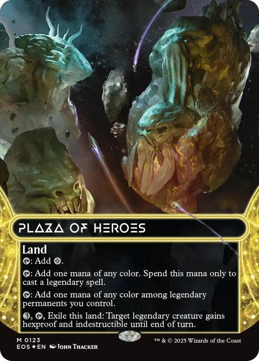 Plaza of Heroes (0123) (Borderless) (Galaxy Foil) [Edge of Eternities: Stellar Sights] 123