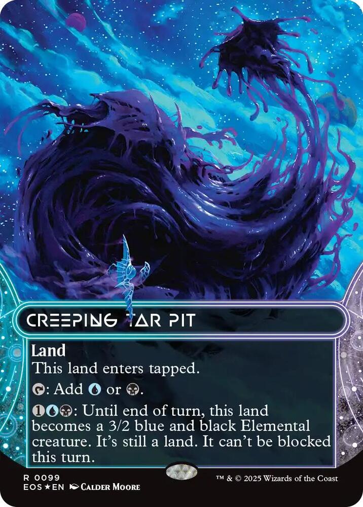Creeping Tar Pit (0099) (Borderless) (Galaxy Foil) [Edge of Eternities: Stellar Sights] 99