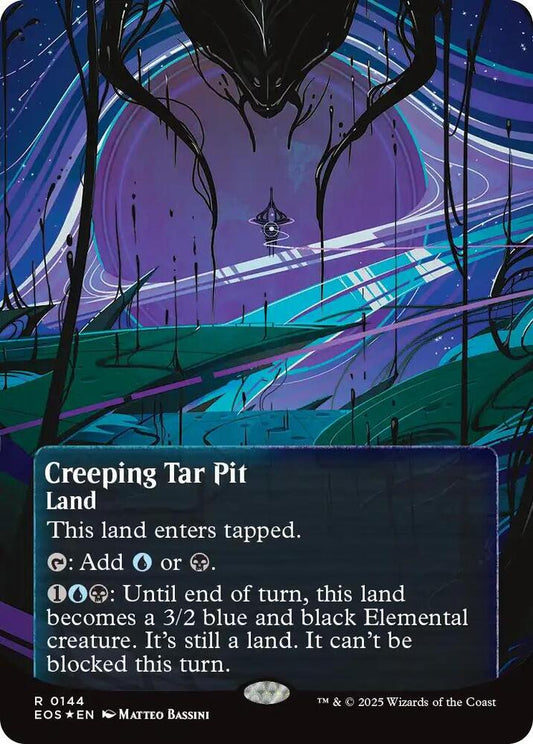 Creeping Tar Pit (0144) (Borderless) (Galaxy Foil) [Edge of Eternities: Stellar Sights] 144