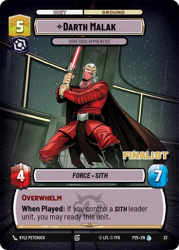 Darth Malak - Covetous Apprentice (Finalist) [Organized Play Promos] 23