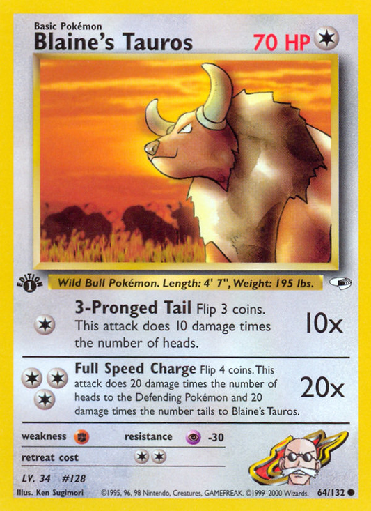 Blaine's Tauros - 64/132 Gym Heroes