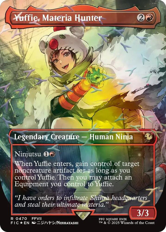 Yuffie, Materia Hunter (Borderless) (Chocobo Track Foil) [Commander: FINAL FANTASY] 470