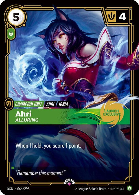 Ahri, Alluring (Launch Exclusive) [Riftbound Promotional Cards] 066/298