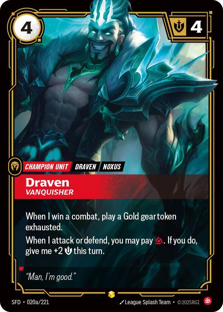 Draven, Vanquisher (Alternate Art) [Spiritforged] 020a/221