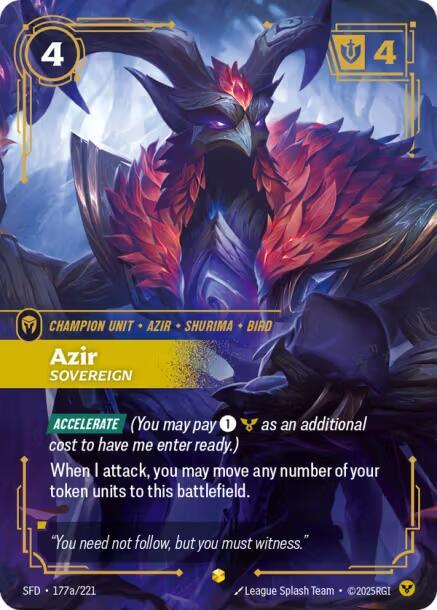 Azir, Sovereign (Alternate Art) [Spiritforged] 177a/221