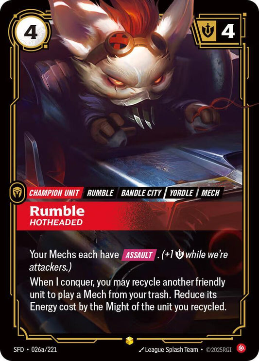 Rumble - Hotheaded (Alternate Art) [Spiritforged] 026a/221