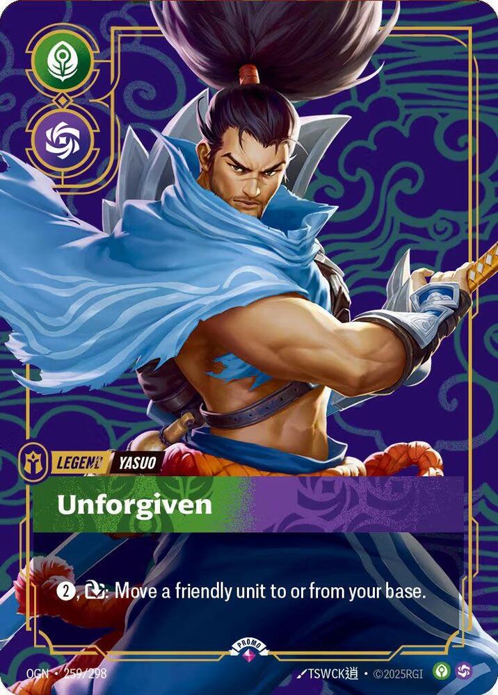 Yasuo - Unforgiven (Metal) [Riftbound Organized Play Promotional Cards] 259/298