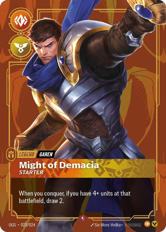 Garen - Might of Demacia (Metal) [Riftbound Organized Play Promotional Cards] 023/024