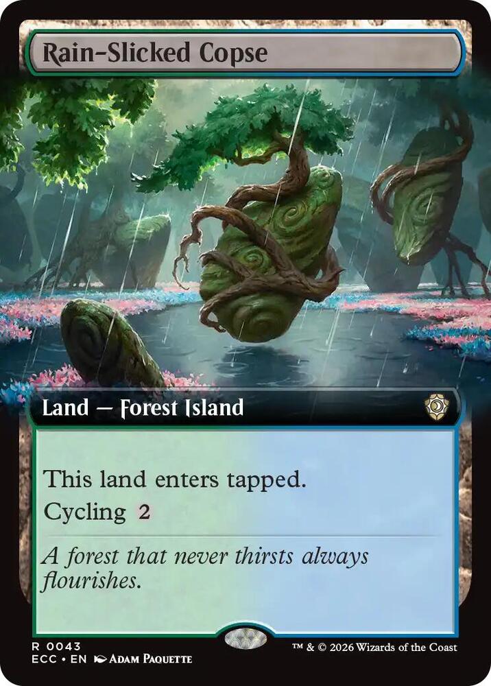 Rain-Slicked Copse (Extended Art) [Commander: Lorwyn Eclipsed] 43