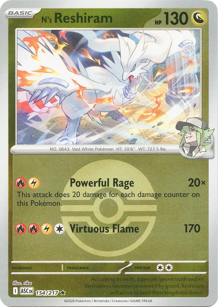 N's Reshiram (Poke Ball) [ME: Ascended Heroes] 154/217
