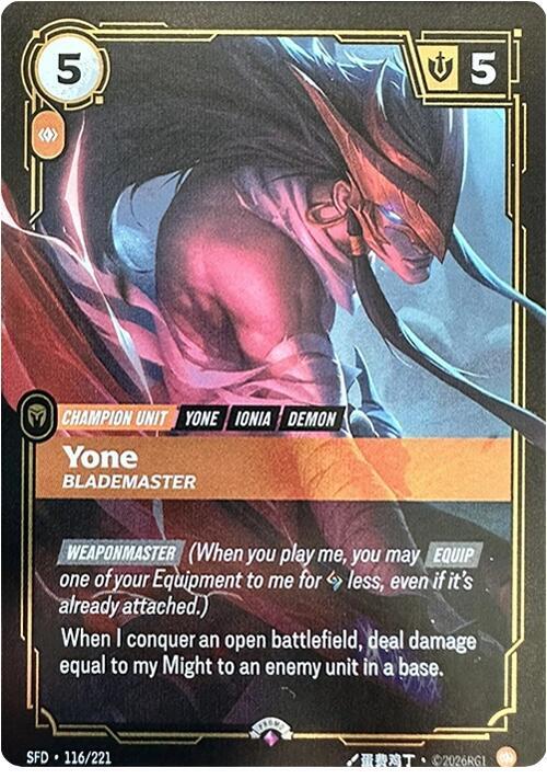 Yone - Blademaster [Riftbound Organized Play Promotional Cards] 116/221