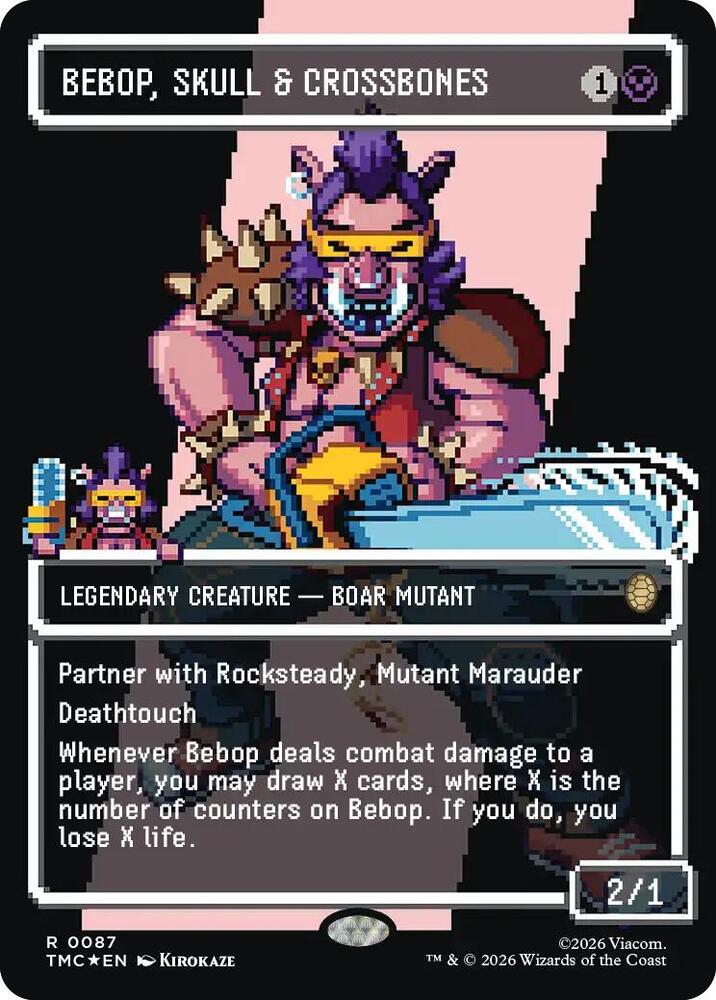 Bebop, Skull & Crossbones (Borderless) (Surge Foil) [Commander: Teenage Mutant Ninja Turtles] 87