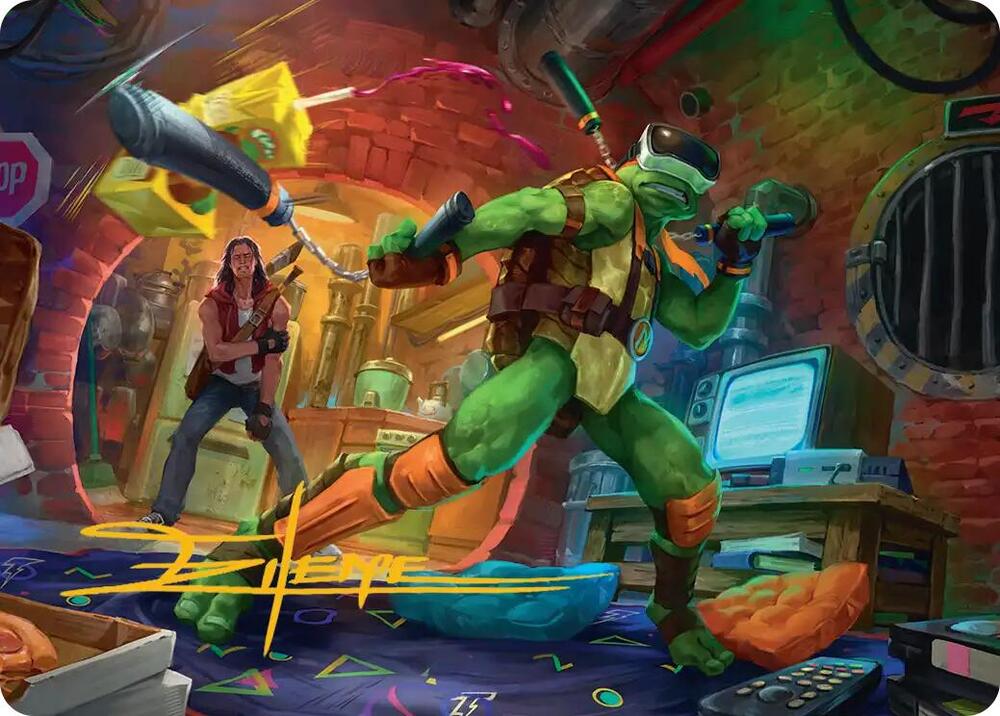 Michelangelo, Game Master Art Card (Gold-Stamped Signature) [Art Series: Teenage Mutant Ninja Turtles] 13