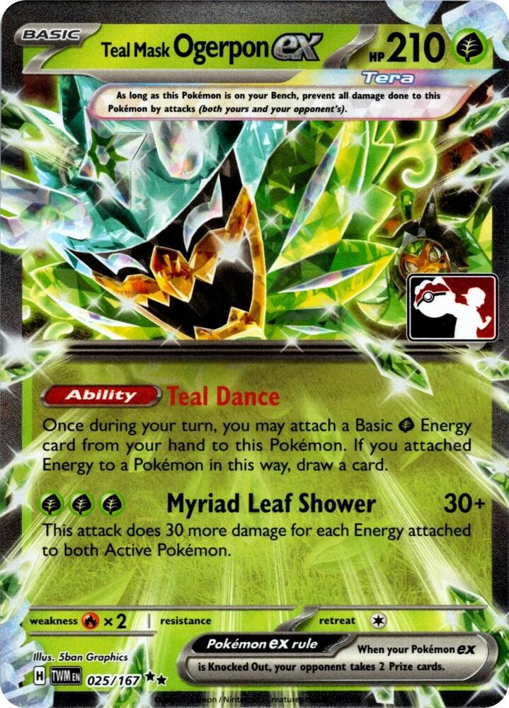 Teal Mask Ogerpon ex - 025/167 (Prize Pack Series 7) [Prize Pack Series Cards] 025/167