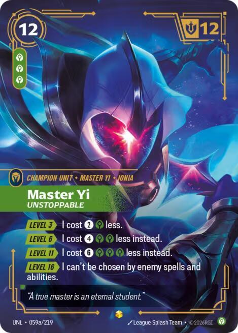 Master Yi, Unstoppable (Alternate Art) [Unleashed] 059a/219