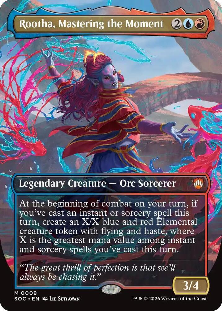 Rootha, Mastering the Moment (Borderless) [Commander: Secrets of Strixhaven] 8