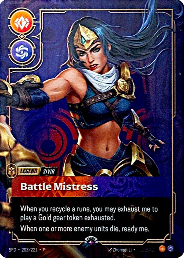 Sivir, Battle Mistress (Metal) (Prize Wall) [Riftbound Organized Play Promotional Cards] 203/221