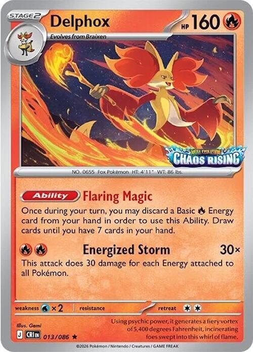 Delphox - 013/086 (Chaos Rising Stamped) [Miscellaneous Cards & Products] 013/086