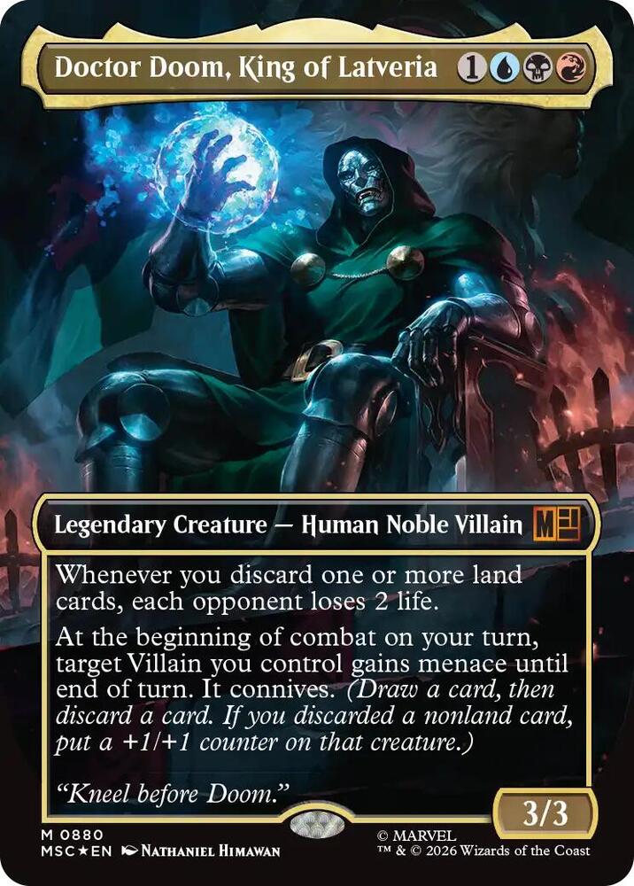 Doctor Doom, King of Latveria (Borderless) (Surge Foil) [Commander: Marvel Super Heroes] 880