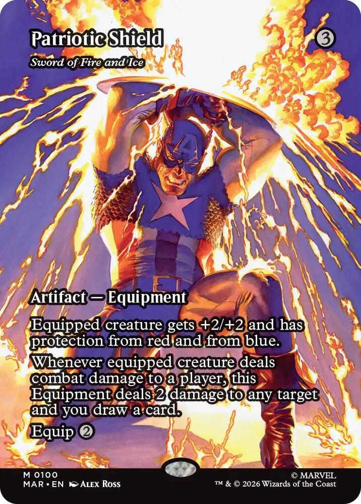 Patriotic Shield - Sword of Fire and Ice (Borderless) [Marvel Universe Eternal-Legal] 100