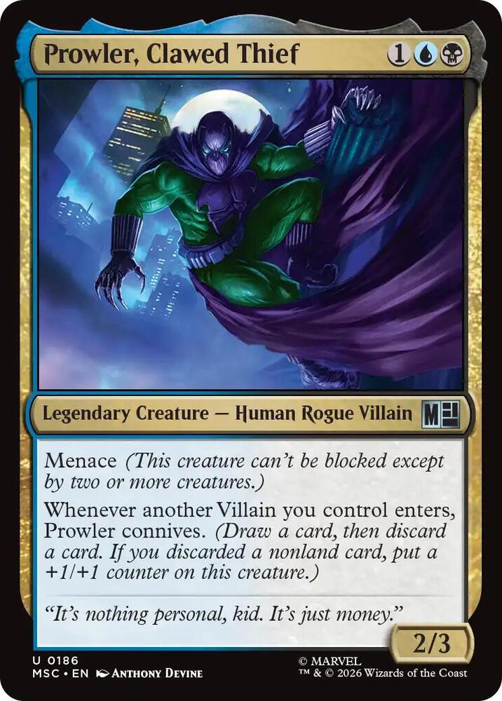 Prowler, Clawed Thief (Surge Foil) [Commander: Marvel Super Heroes] 186