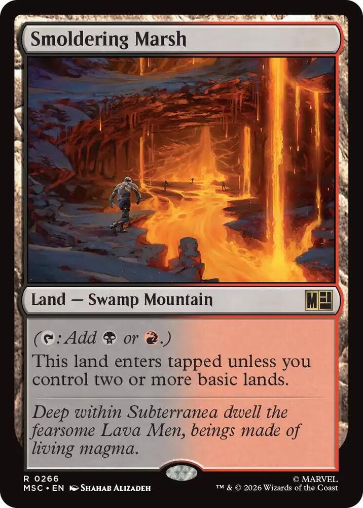 Smoldering Marsh (Surge Foil) [Commander: Marvel Super Heroes] 266