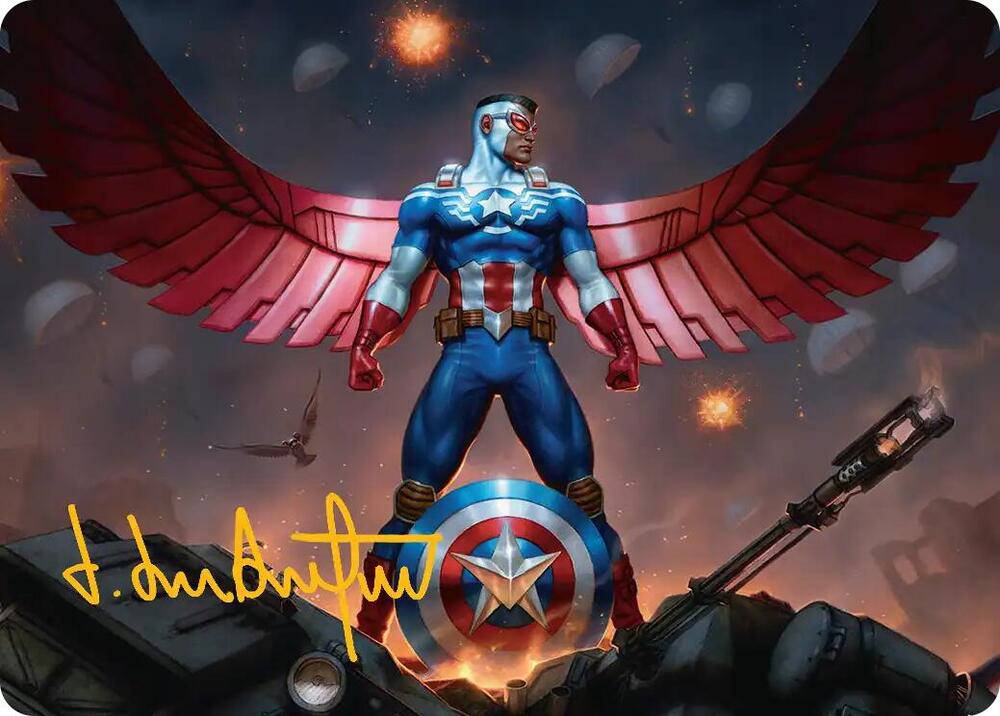 Captain America, Wings of Freedom Art Card (2/45) (Gold-Stamped Signature) [Art Series: Marvel Super Heroes] 2