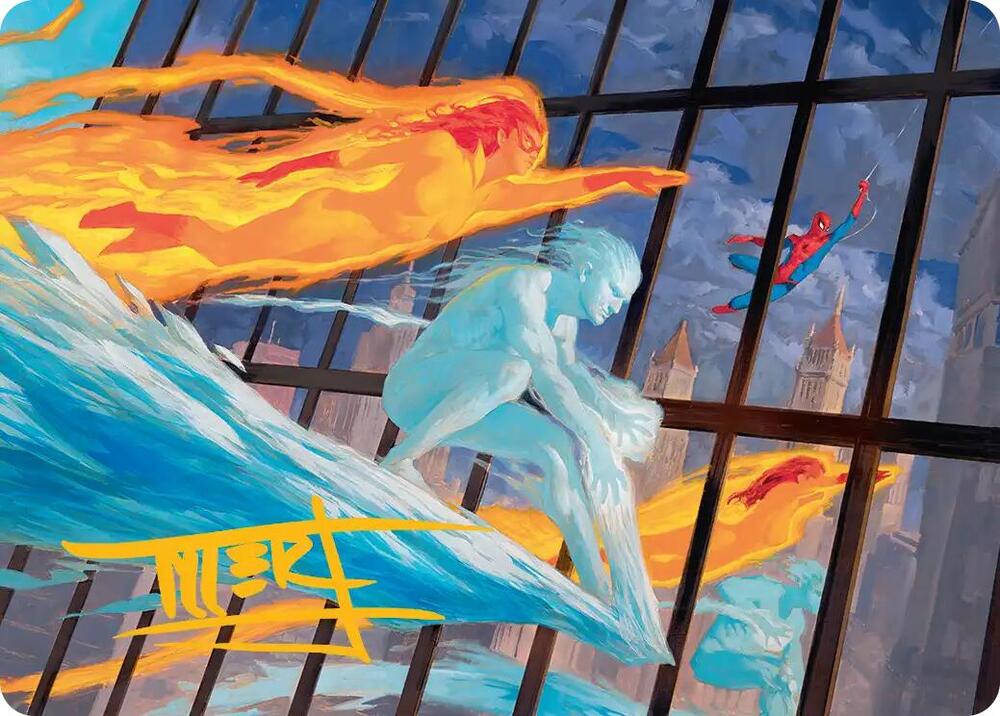 Iceman and Firestar Art Card (Gold-Stamped Signature) [Art Series: Marvel Super Heroes] 45