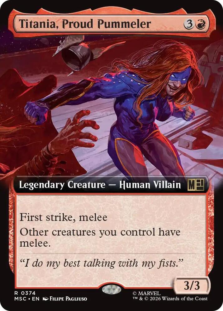 Titania, Proud Pummeler (Extended Art) [Commander: Marvel Super Heroes] 374