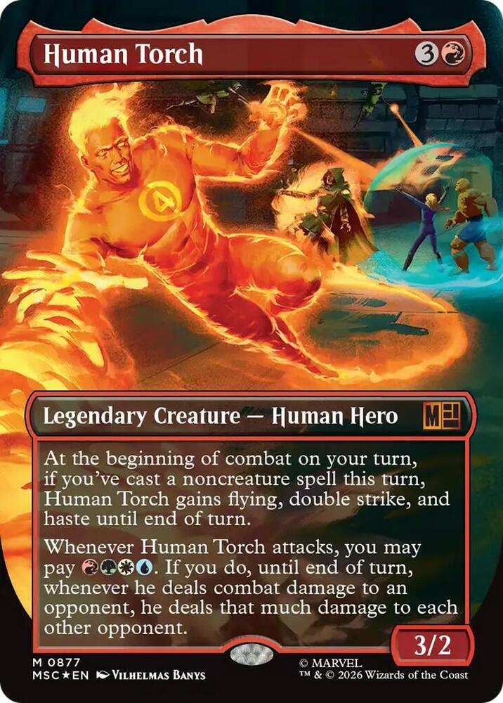 Human Torch (Borderless) (Surge Foil) [Commander: Marvel Super Heroes] 877