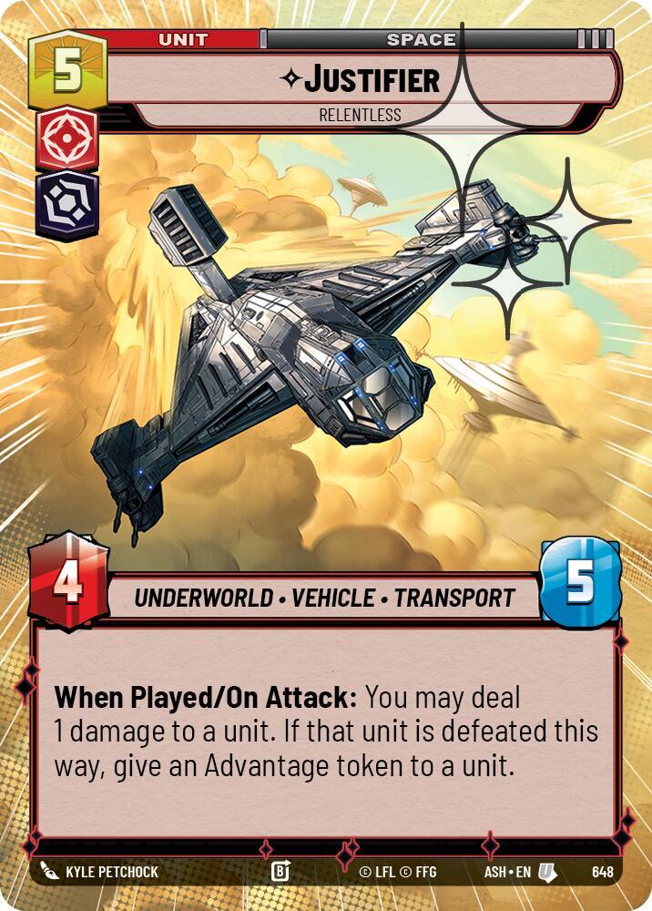 Justifier - Relentless (Hyperspace Foil) [Ashes of the Empire] 648