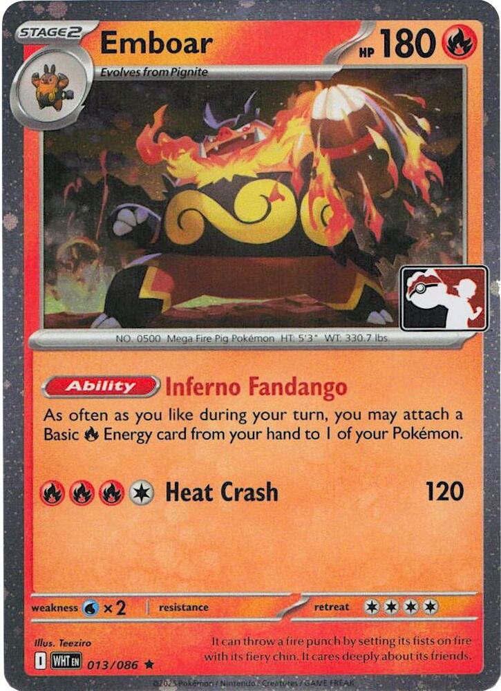 Emboar - 013/086 (Cosmos Holo) [Prize Pack Series Cards] 013/086