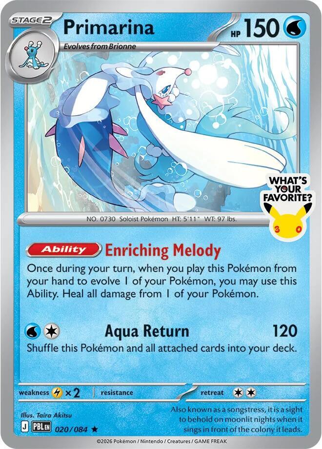 Primarina - 020/084 (What's Your Favorite Stamp) [Miscellaneous Cards & Products] 020/084
