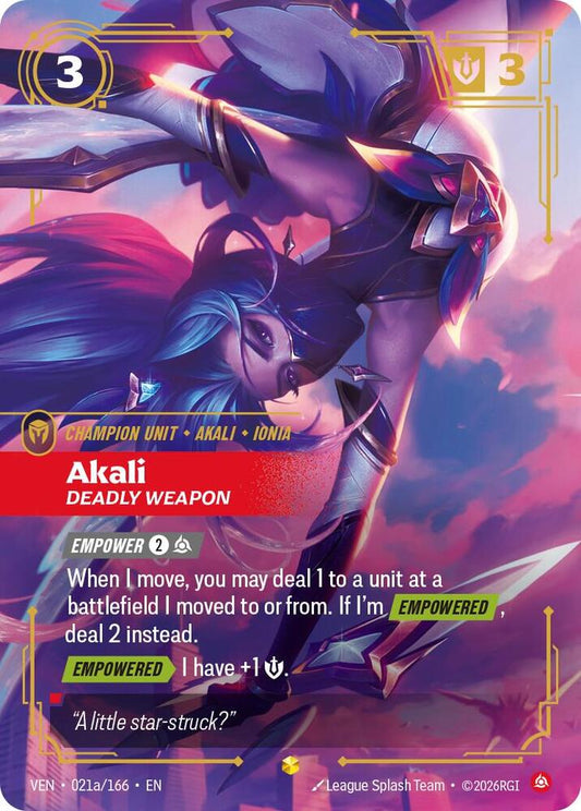 Akali - Deadly Weapon (Alternate Art) [Vendetta] 021a/166