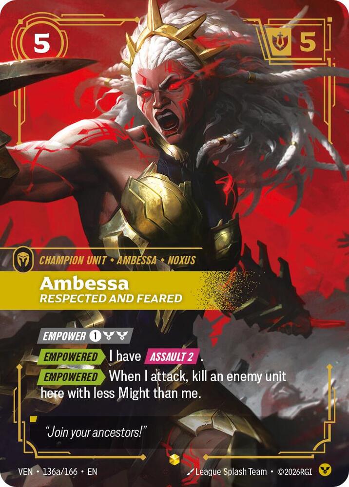 Ambessa, Respected and Feared (Alternate Art) [Vendetta] 136a/166