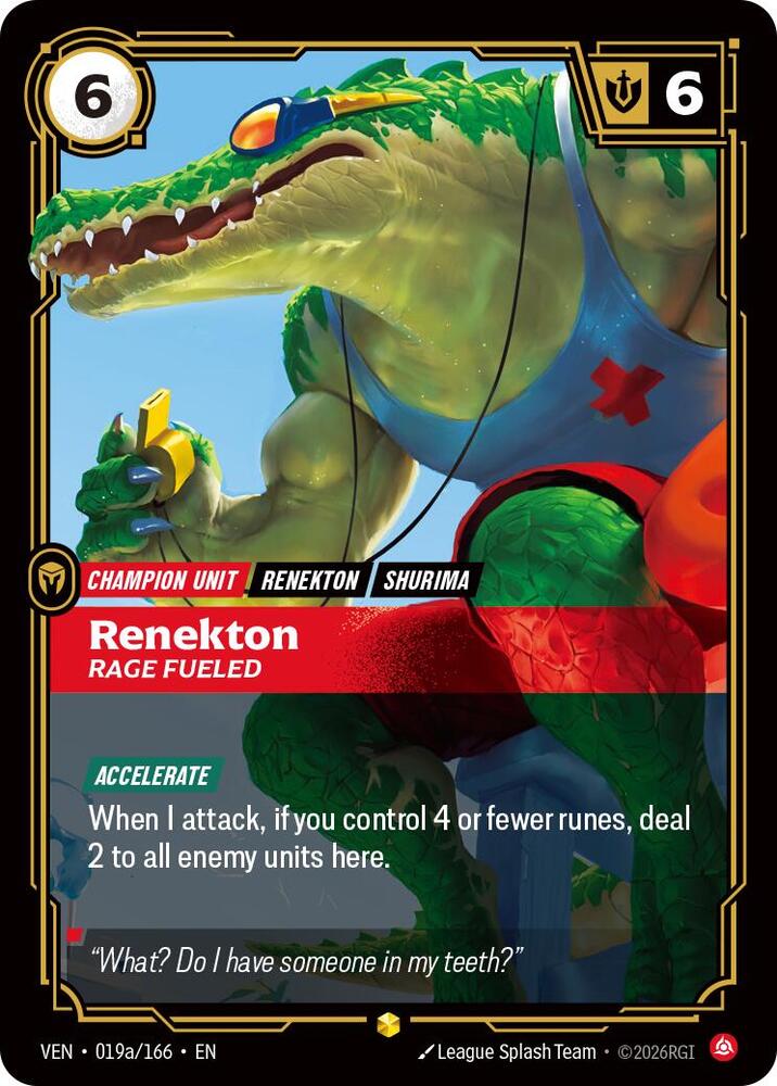 Renekton, Rage Fueled (Alternate Art) [Vendetta] 019a/166
