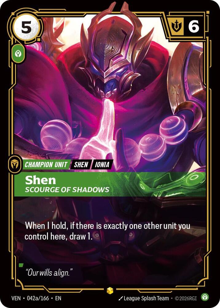 Shen, Scourge of Shadows (Alternate Art) [Vendetta] 042a/166