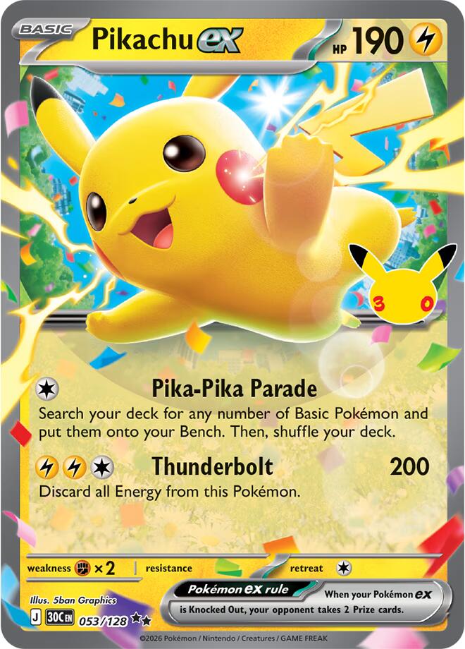 Pikachu ex - 053/128 [ME: 30th Celebration] 053/128