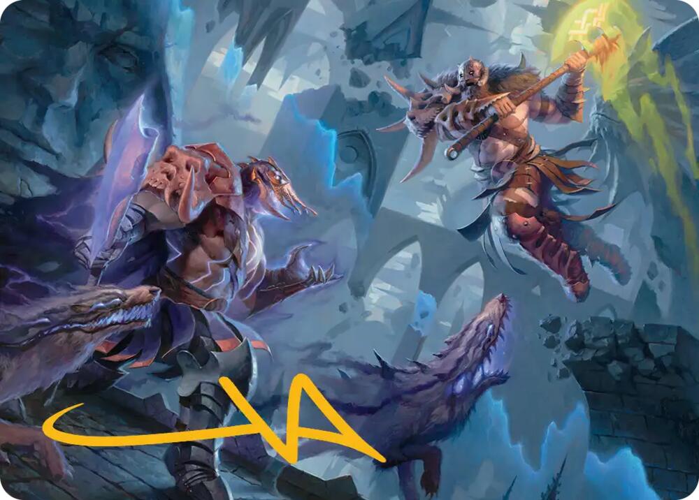 Garruk, Veiled Butcher // Garruk, Curse Breaker Art Card (Gold-Stamped Signature) [Art Series: Reality Fracture] 32