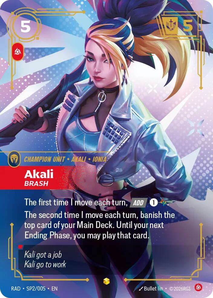 Akali, Brash (K/DA Special Art Card) [Radiance] SP2/005