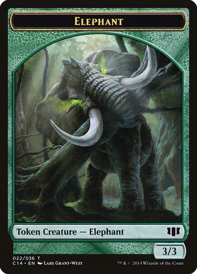 Elephant // Elf Warrior Double-Sided Token [Commander 2014] 22 // 24
